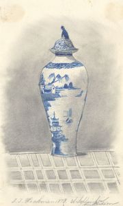 Jean Jacques Haakman - 1873 Watercolour, Study of a Chinese Vase