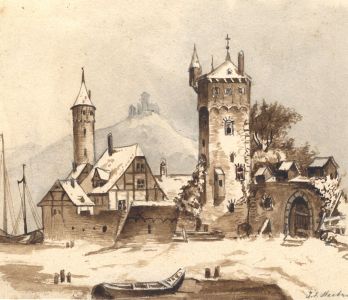 Jean Jacques Haakman - Late 19th Century Watercolour, Château in a Landscape