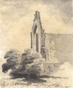 M. S. Jeffs - Fine Miniature Early 19th Century Pen and Ink Drawing, Canterbury 