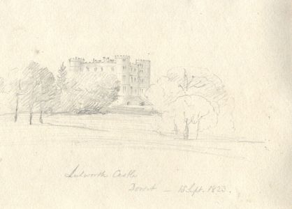 M. S. Jeffs - Fine 1823 Graphite Drawing, Lulworth Castle, Dorset