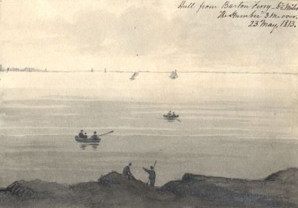 M. S. Jeffs - Fine 1813 Pen and Ink Drawing, Hull from Barton Ferry