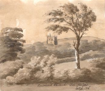 M. S. Jeffs - Fine Sepia 1816 Pen and Ink Drawing, Isle of Wight Church