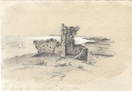 M. S. Jeffs - Fine 1819 Graphite Drawing, Ruin of Hastings Castle