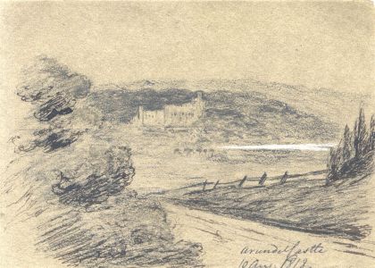 M. S. Jeffs - Fine 1818 Pen and Ink Drawing, View of Arundel Castle