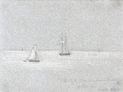 M. S. Jeffs - Fine 1822 Graphite Drawing, Duke of Buckingham's Yacht