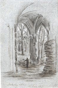 M. S. Jeffs - Fine 1817 Pen and Ink Drawing, Interior at Notley Abbey