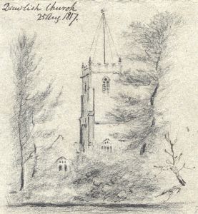 M. S. Jeffs - Fine 1817 Graphite Drawing, Dawlish Church
