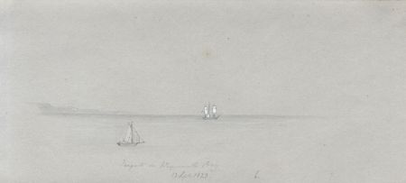 M. S. Jeffs - Fine 1823 Graphite Drawing, Freights in Weymouth Bay
