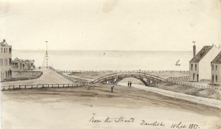 M. S. Jeffs - Fine Sepia 1817 Pen and Ink Drawing, From the Strand, Dawlish