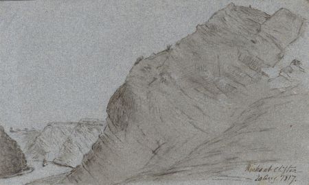 M. S. Jeffs - Fine 1817 Pen and Ink Drawing, Rocks at Clifton