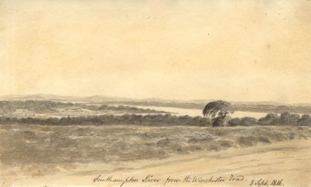 M S Jeffs - Fine 1816 Pen and Graphite Drawing, Southampton River