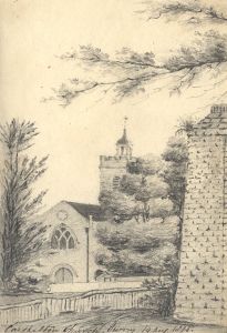 M. S. Jeffs - Fine 1815 Graphite Drawing, Carshalton Church, Surrey