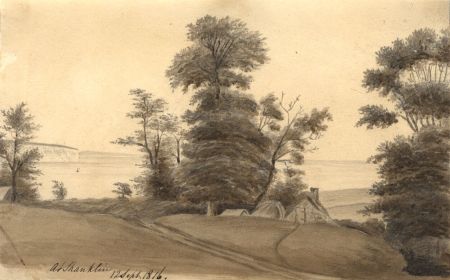 M S Jeffs - Fine Sepia and Wash 1816 Graphite Drawing, Coastal; View at Shanklin