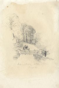 M. S. Jeffs - Fine 1822 Graphite Drawing, Horse and Cart at St. Helens