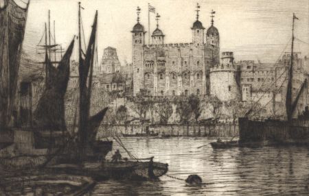 Ernest Llewellyn Hampshire (1882-1944) - Signed Etching, The Tower of London