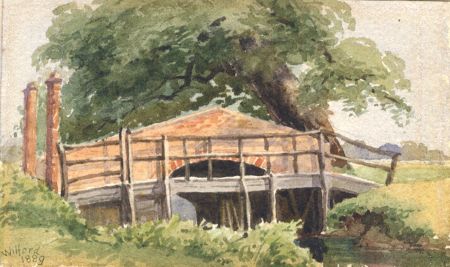 Miniature 1889 Watercolour - Bridge into Wilford Grove
