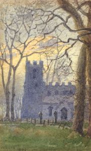 Miniature 1890 Watercolour - Wilford Church
