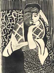 Anthea Stilwell - c.1970 Woodblock, Seated Figure