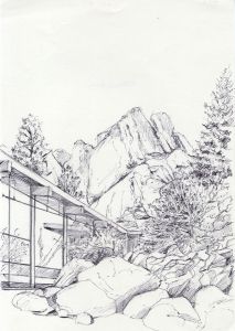 James Arnold Martin - Mid 20th Century Pen and Ink Drawing, Palm Springs