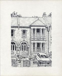 James Arnold Martin - Mid 20th Century Pen and Ink Drawing, Town House