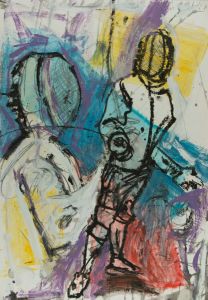 Brian Liddle - Large Contemporary Mixed Media, Fencing Figures