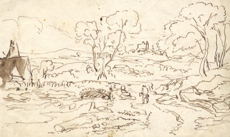 19th Century Pen and Ink Drawing - Landscape
