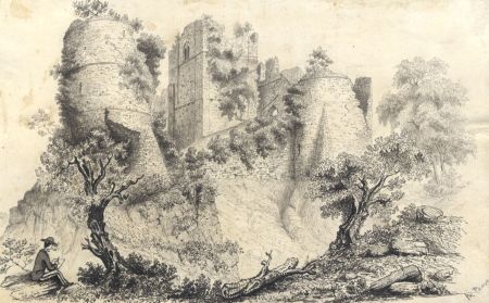 M. Pearce - 19th Century Graphite Drawing, Castle Ruins