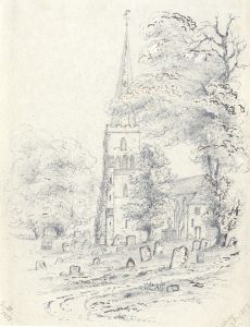 Attributed John Samuel Bowles - 1852 Graphite Drawing, Ledbury Church