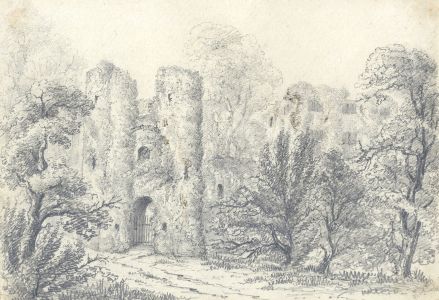 Attributed John Samuel Bowles - c.1847 Graphite Drawing, Berry Pomeroy Castle