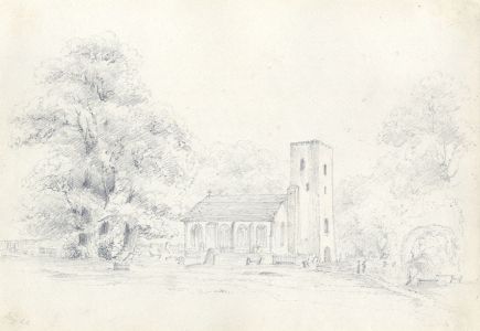 Attributed John Samuel Bowles - 1847 Graphite Drawing, Tor Church