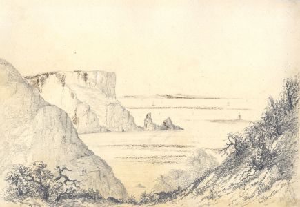 Attrib. John Samuel Bowles- Mid 19th Century Graphite Drawing, Coastal Landscape