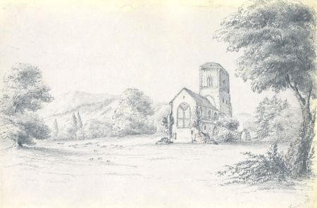Attributed John Samuel Bowles - 1849 Graphite Drawing, Church of Little Malvern