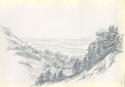 Attrib. John Samuel Bowles- 1849 Graphite Drawing, Little Malvern from Camp Hill