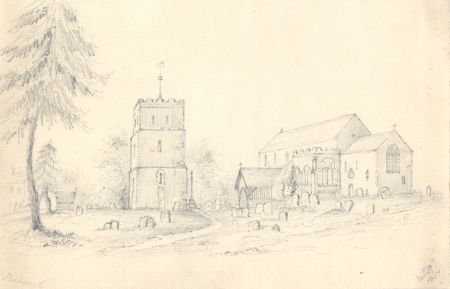 Attributed John Samuel Bowles - 1850 Graphite Drawing, Mosborough Church