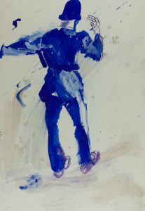 Brian Liddle - Large Contemporary Gouache, Policeman