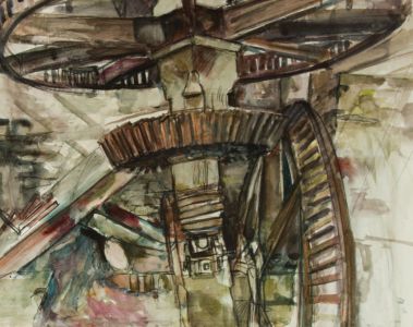 Brian Liddle - Large Signed Contemporary Mixed Media, Mill Machinery