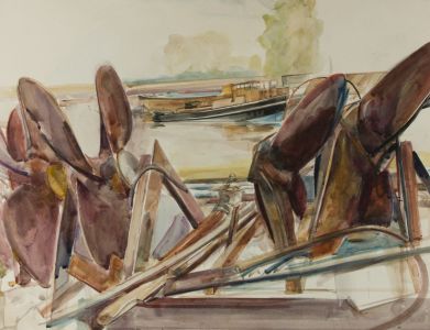 Brian Liddle - Large Contemporary Watercolour, In a Boat
