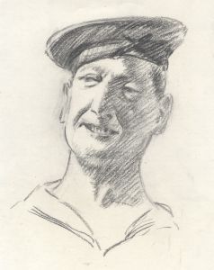 Henry P. Stevens - Early 20th Century Charcoal Drawing, Portrait of a Sailor