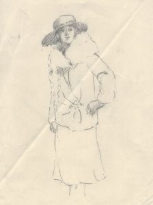 Henry P. Stevens - Early 20th Century Charcoal Portrait of a Woman in Furs