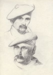 Henry P. Stevens - Early 20th Century Charcoal Drawing, Man in a Beret