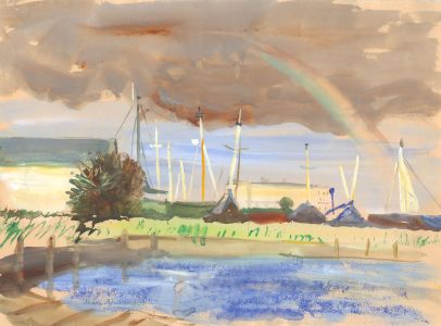 Jean Dryden Alexander (1911-1994) - 1987 Gouache, Harbour at Walton Backwater