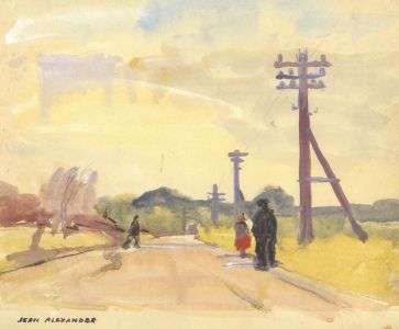 Jean Dryden Alexander (1911-1994) - Gouache, Figures on a Road