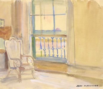 Jean Dryden Alexander (1911-1994) - Watercolour, Interior of  Room with a View