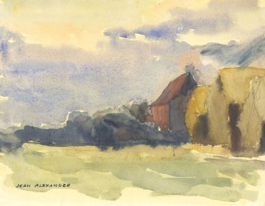 Jean Dryden Alexander (1911-1994) - Watercolour, Rural Landscape with Houses