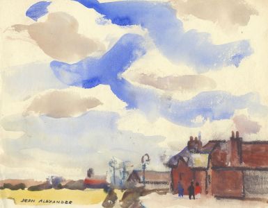 Jean Dryden Alexander (1911-1994) - Watercolour, Figures by a Harbour