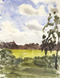 Jean Dryden Alexander (1911-1994) - Watercolour, Summer Landscape