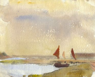 Jean Dryden Alexander (1911-1994) - Watercolour, Estuary View with Boats