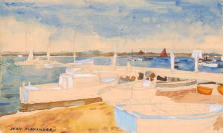 Jean Dryden Alexander (1911-1994) - Watercolour, Harbour at West Mersea