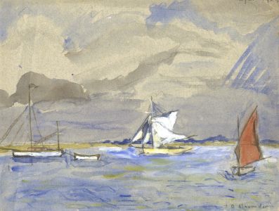 Jean Dryden Alexander (1911-1994) - 1924 Gouache, Seascape with Sailing Boats