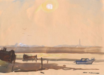 Jean Dryden Alexander (1911-1994) - 1987 Gouache, Boats at Walton-on-the-Naze